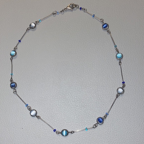 Dainty blue and silver necklace/choker - Picture 1 of 4